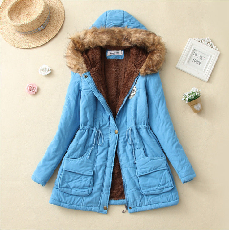 Damen Gesteppte Winterjacke mit Abnehmbarem Kunstfellkragen und Praktischen Aufgesetzten Taschen R&B
