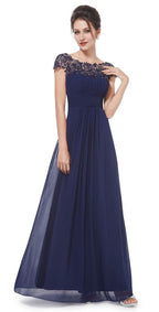 Damen Elegantes Maxikleid mit Spitzenoberteil und fließendem Rock EB