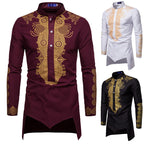 Herren elegantes traditionelles Hemd mit feinen Stickmustern