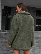 R&B | Double Take Zip up Teddy Jacke mit Kragen