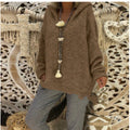 Damen bequemer Strickpullover mit Kapuze und lässigem Schnitt R&B