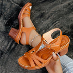 Retro-Sandalen mit Blockabsatz und verstellbarem Riemen R&B R&B