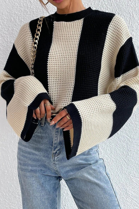 R&B | Glocke mit Kontraststreifen Pullover mit Strickärmeln