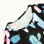 Damen Sommerliches Kleid mit kreativem Kaktus-Design und Spitzenakzenten EB