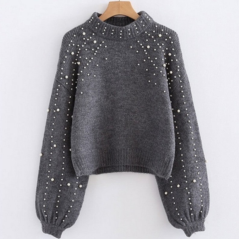 Damen modischer Pullover mit schimmernden Akzenten und lässigem Schnitt R&B
