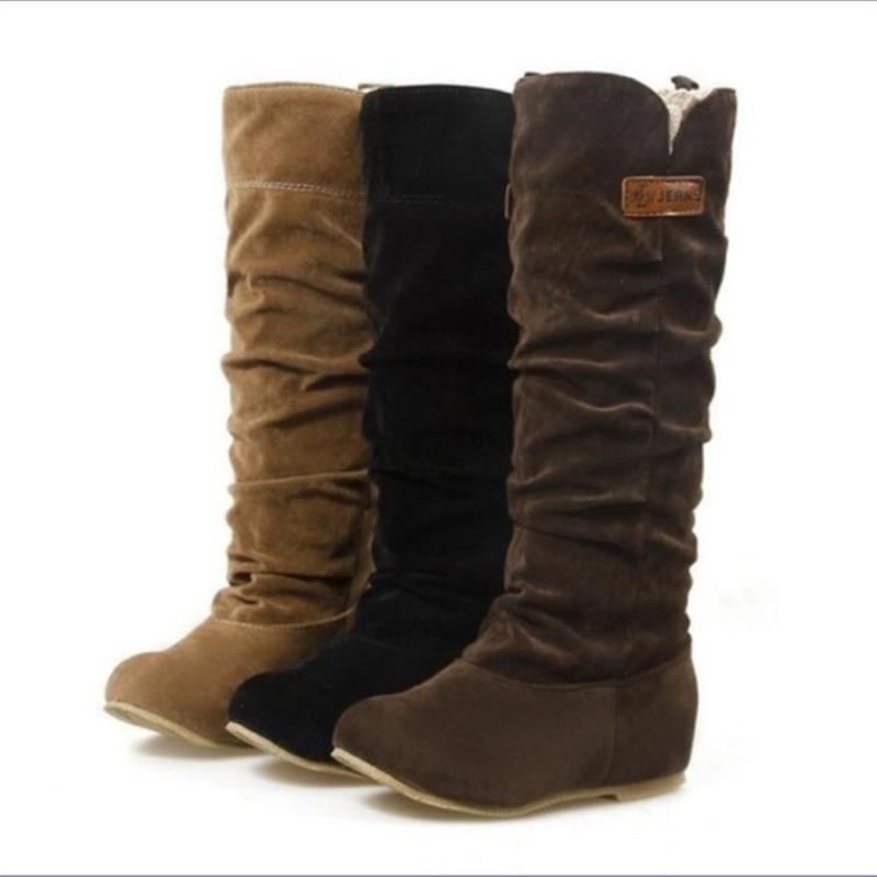 Damen Wedge-Stiefel mit modischer Rüschenstruktur und bequemem Innenfutter R&B