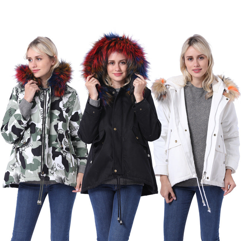 Damen Winterjacke mit abnehmbarer Kunstpelzkapuze und praktischen Taschen R&B