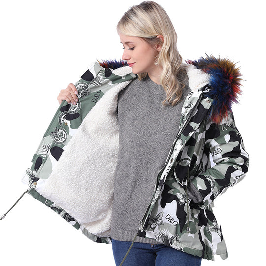 Damen Winterjacke mit abnehmbarer Kunstpelzkapuze und praktischen Taschen R&B