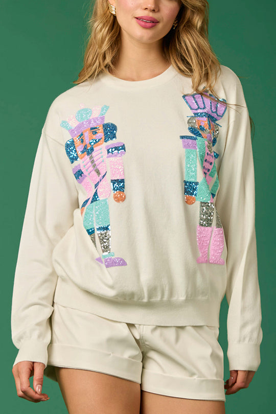 R&B | Weihnachtssoldat Pailletten Mode Lässiger Sweatshirt