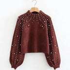 Damen modischer Pullover mit schimmernden Akzenten und lässigem Schnitt R&B