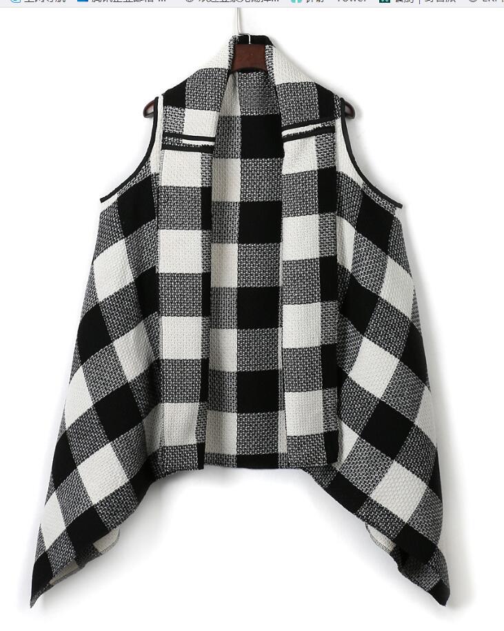 Damen Üppiger karierten Poncho R&B