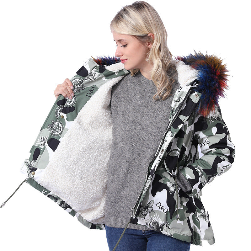 Damen Winterjacke mit abnehmbarer Kunstpelzkapuze und praktischen Taschen R&B