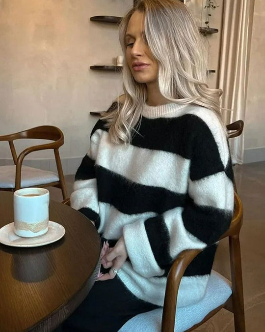R&B | Blockstreifen Strick Lockerer Pullover