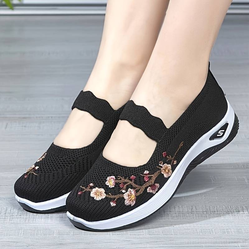 Orthopädische Florale Schwarze SlipOns R&B