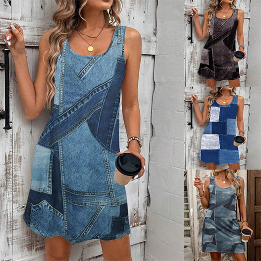 R&B | Kleid mit Denim-Print