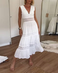 Damenkleid mit weißer Spitze