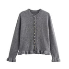 R&B | Damen-Cardigan mit Knöpfen, schickes Lagen-Oberteil