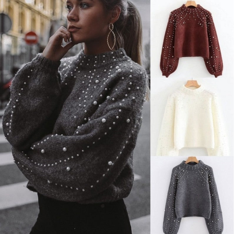 Damen modischer Pullover mit schimmernden Akzenten und lässigem Schnitt R&B