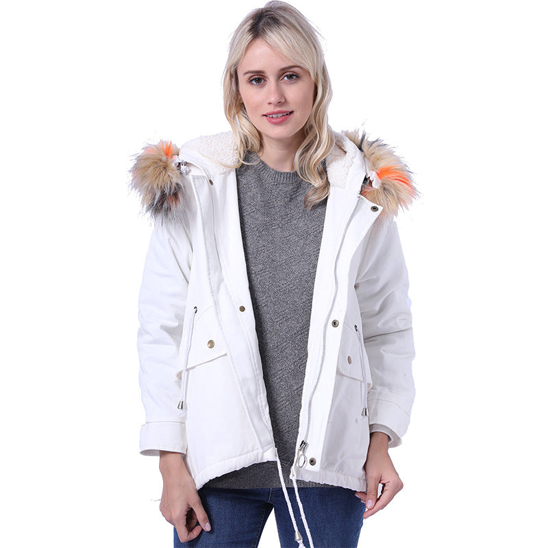 Damen Winterjacke mit abnehmbarer Kunstpelzkapuze und praktischen Taschen R&B