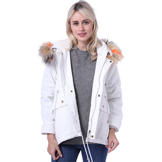Damen Winterjacke mit abnehmbarer Kunstpelzkapuze und praktischen Taschen R&B