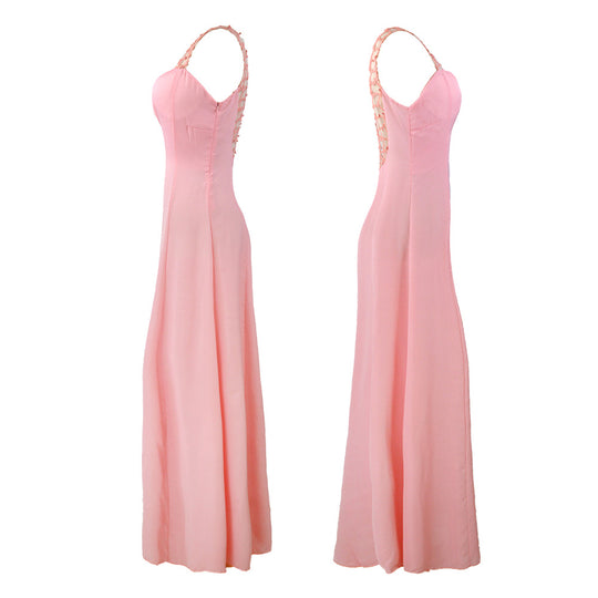 Damen elegantes Abendkleid mit tiefem V-Ausschnitt und schimmernden Details R&B