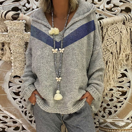 Damen lässiger Kuschel-Hoodie mit tiefem V-Ausschnitt und teilweisen Glitzer-Details R&B
