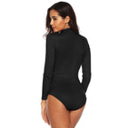 Damen Figurbetonter Bodys mit hohem Kragen und langem Arm R&B
