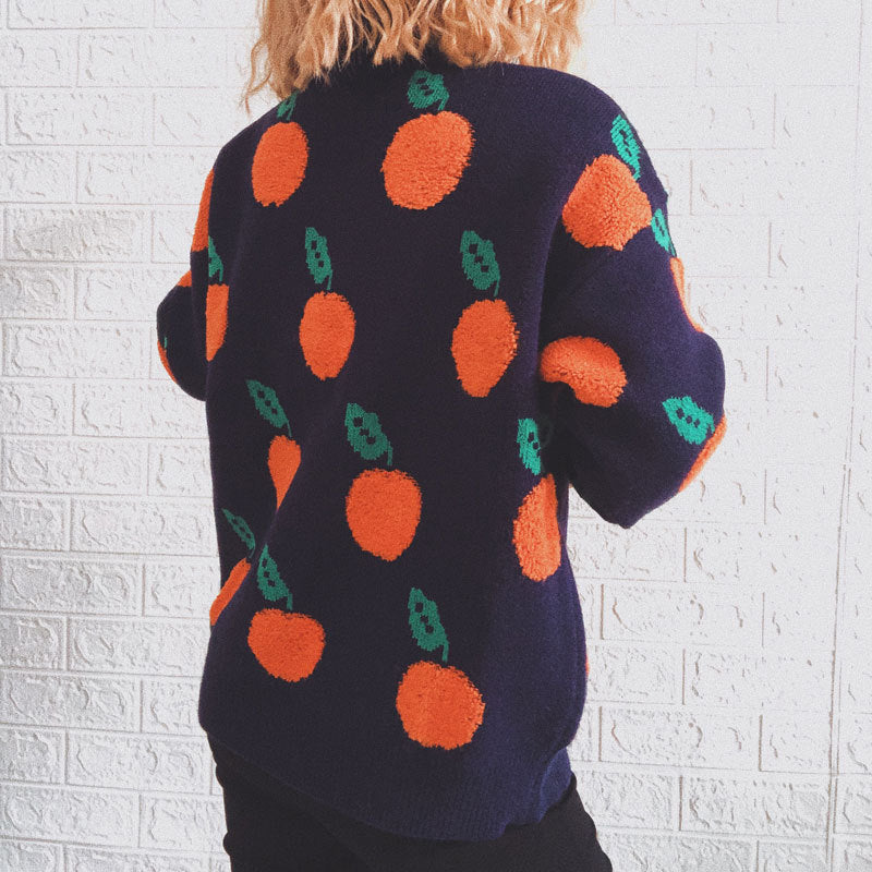 R&B | Strickpullover mit Früchteprint Weich und Einzigartig Gemütliche Passform