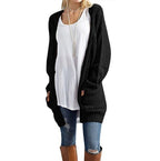 Damen lässiger Strickcardigan mit seitlichen Taschen und offener Front R&B
