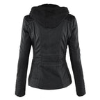 R&B | Damen Slim Fit PU-Leder Zip-Up Hoodie