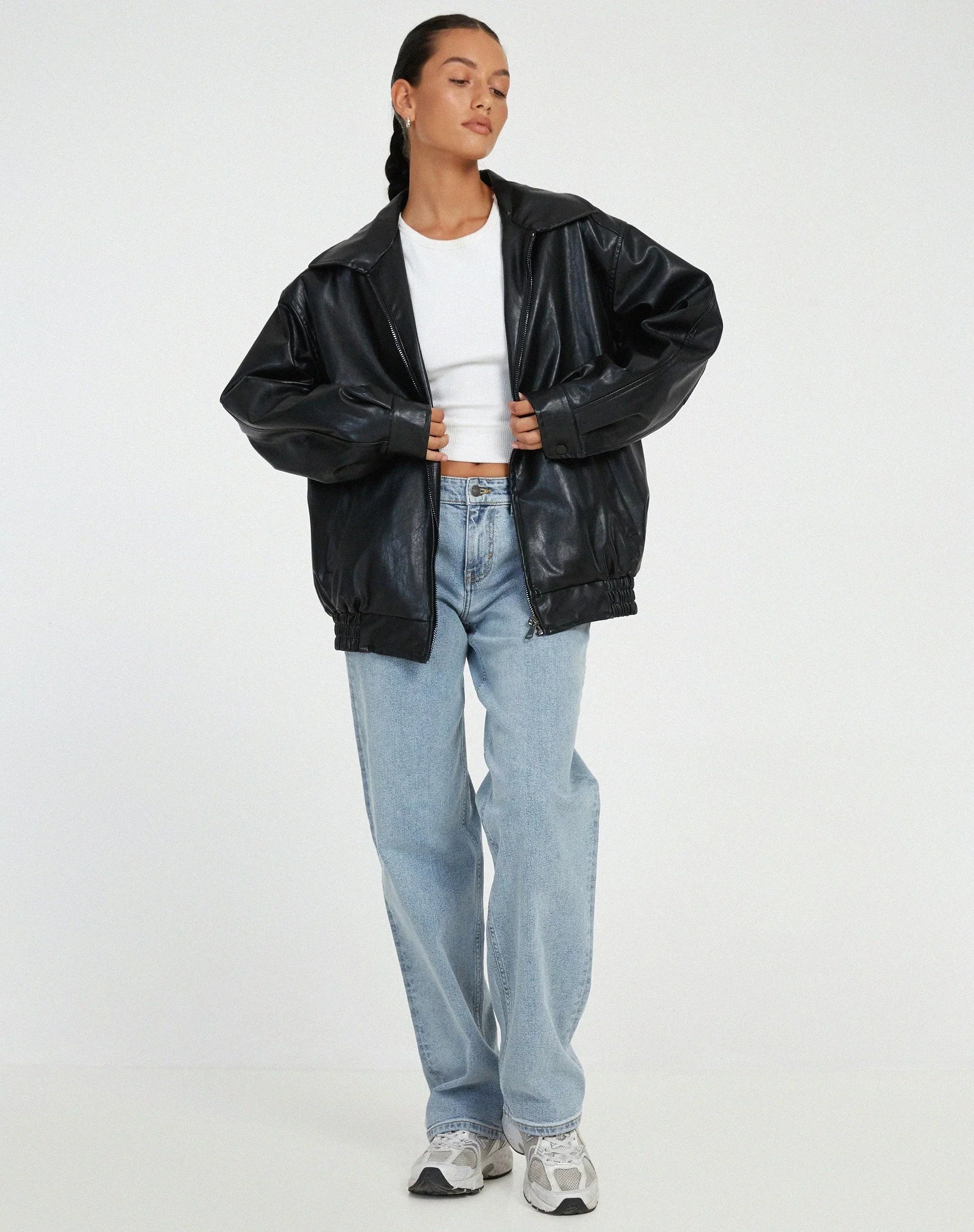 R&B | Übergröße Pu Jacke Trendy Streetwear