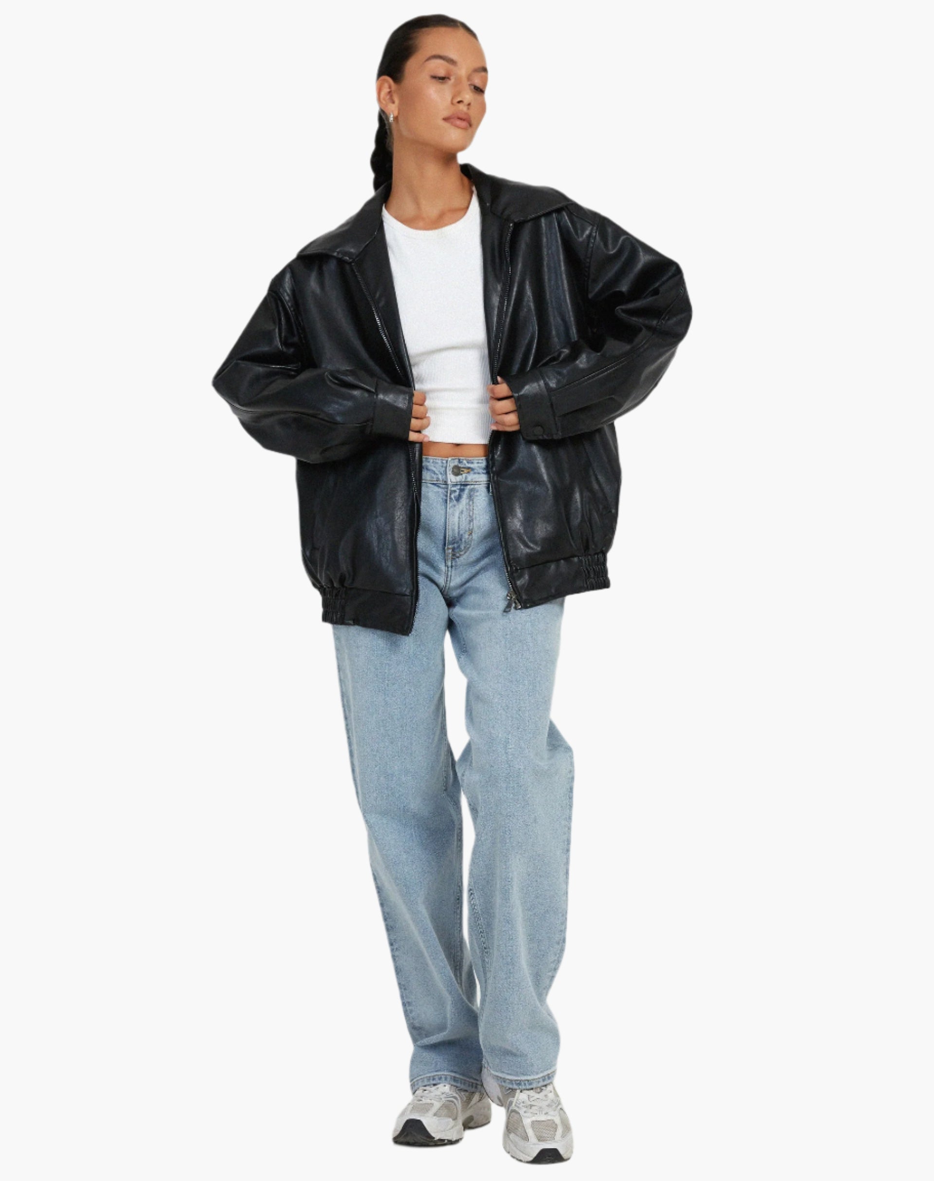 R&B | Oversize Kunstlederjacke - Modischer Streetstyle-Look für Freizeit & Alltag