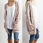 Damen lässiger Strickcardigan mit seitlichen Taschen und offener Front R&B