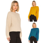 Damen gemütlicher Strickpullover mit oversized Schnitt und Rippstruktur R&B