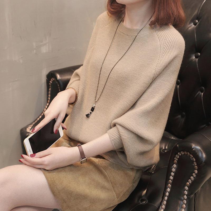 Damen Gemütlicher Strickpullover mit lässigem Schnitt und weiten Ärmeln R&B