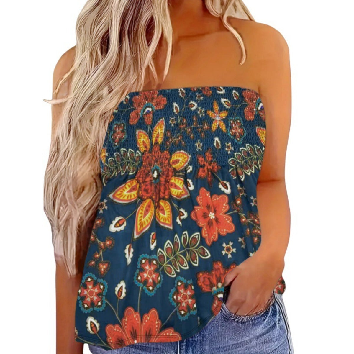 R&B | Damenmode drucken sexy Tube Top aus der Schulter