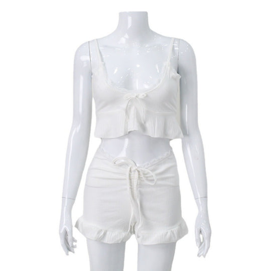 R&B | Hosenträger Nabel Shorts Sommer zweiteiliges Set