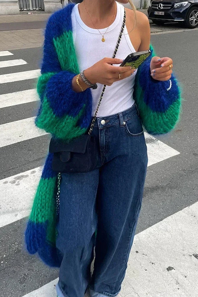 R&B | übergroße Strickjacke mit Streifen