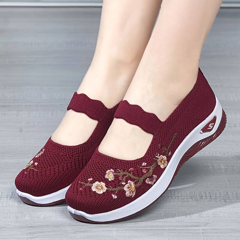 Orthopädische Florale Schwarze SlipOns R&B