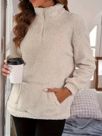 R&B | Leichtgewicht Teddy Pullover mit Reißverschluss und Tasche Polyester Warm und Praktisch