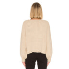 Damen gemütlicher Strickpullover mit oversized Schnitt und Rippstruktur R&B