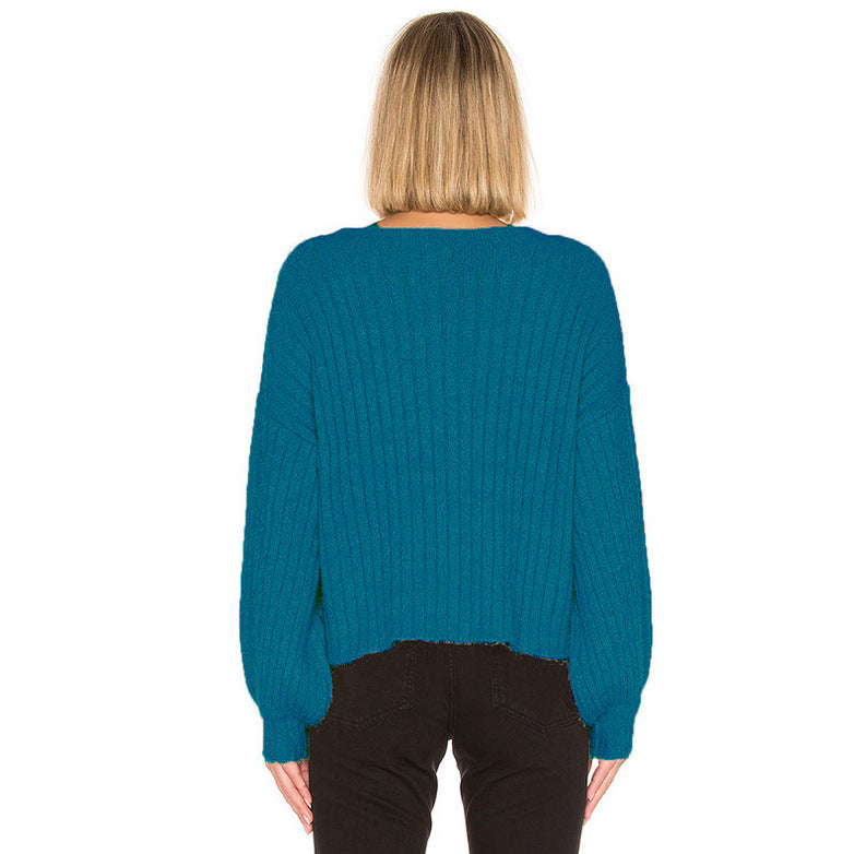 Damen gemütlicher Strickpullover mit oversized Schnitt und Rippstruktur R&B