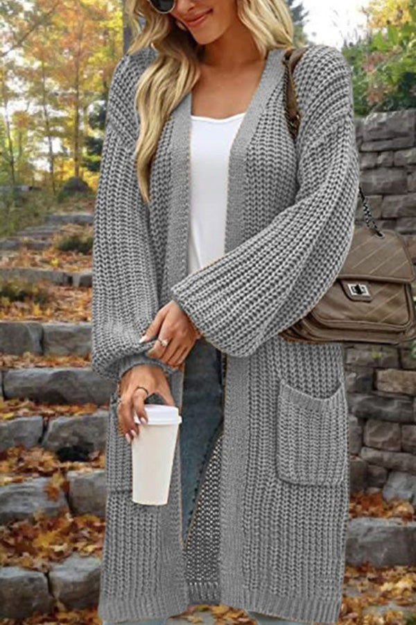 R&B | Länge Locker Oversized Doppelte Tasche Cardigan Sweater Jacke
