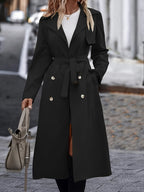 R&B | Langer Schwarzer Trenchcoat für Damen