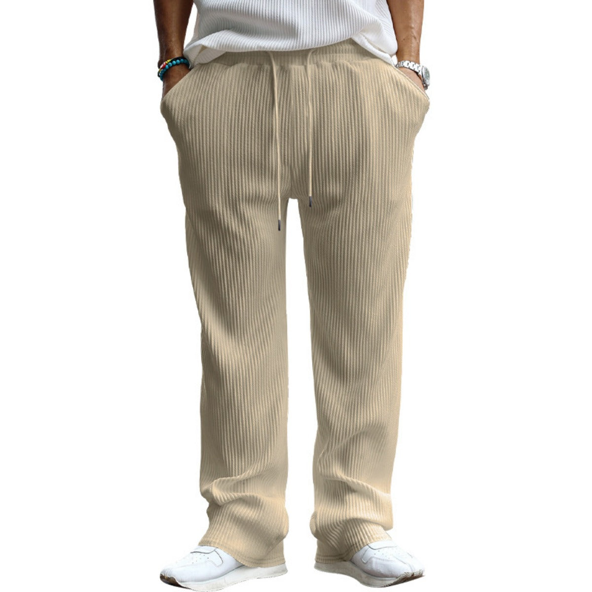 R&B | Dropping Gestreifte Hose mit hoher Taille und weitem Bein