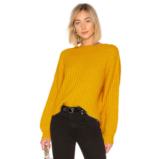 Damen gemütlicher Strickpullover mit oversized Schnitt und Rippstruktur R&B