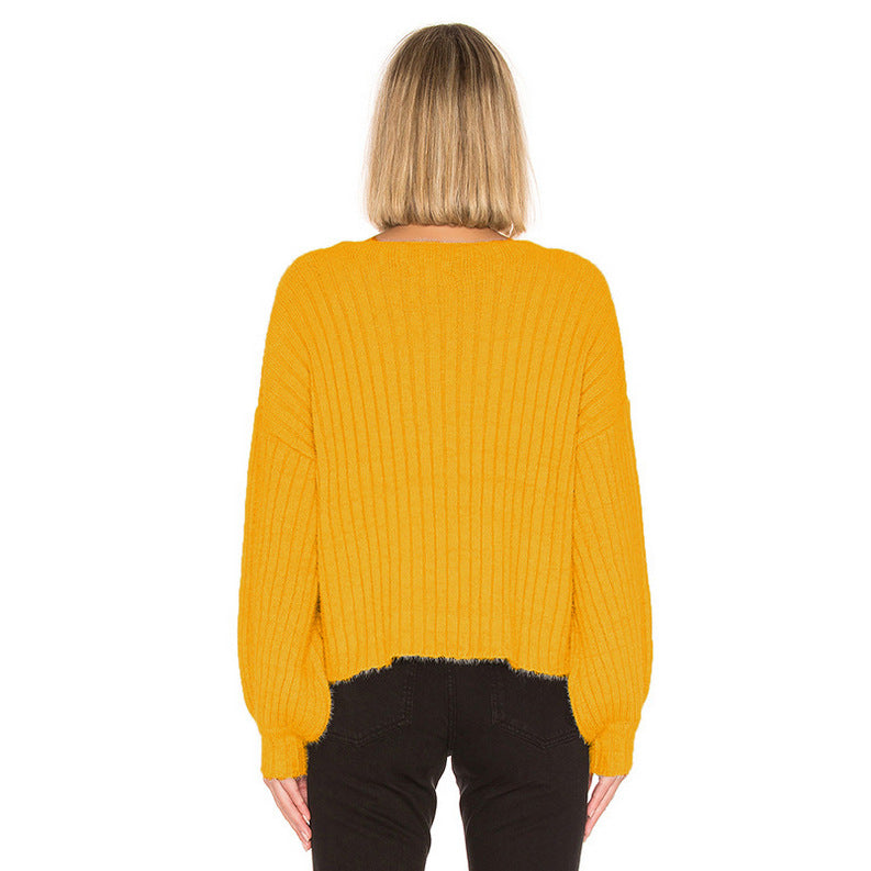 Damen gemütlicher Strickpullover mit oversized Schnitt und Rippstruktur R&B