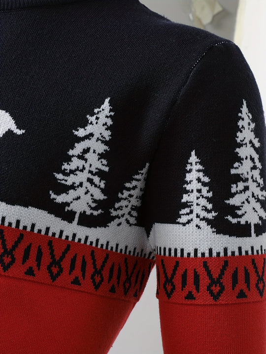 R&B | Weihnachtsstrickjacke mit Rentiermotiv Baumwolle Festlich