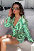 R&B | Fashion Shirt Gestreift Langarm Zweiteiliges Set