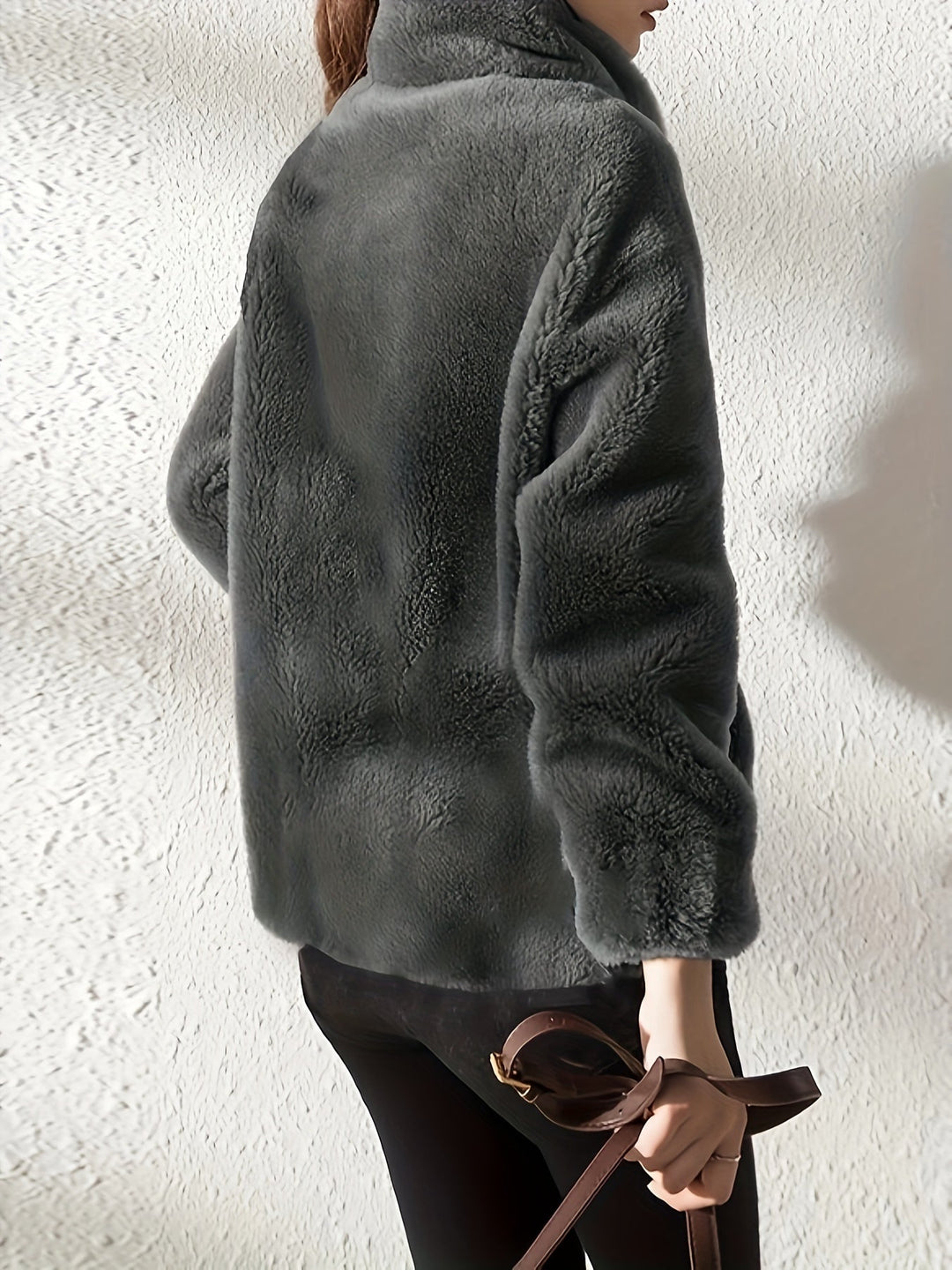 R&B | Zip up Langarm Teddy Mantel